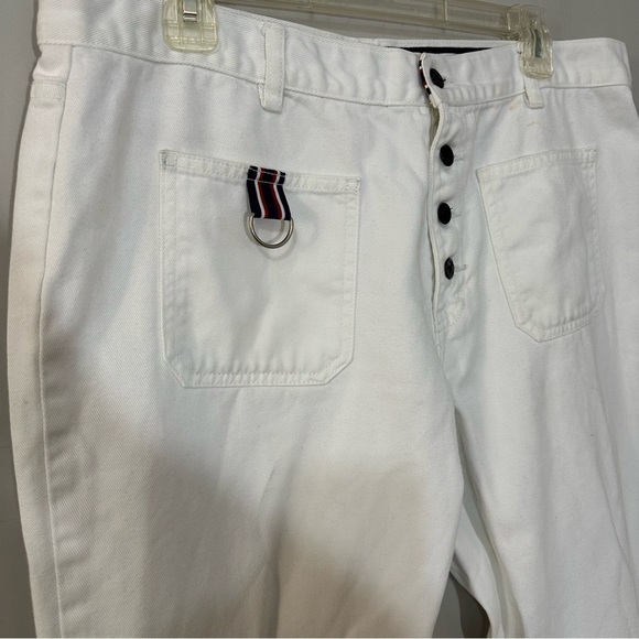 Vintage Tommy Hilfiger jeans mid rise white pants flare leg cropped denim Y2K - Picture 10 of 16